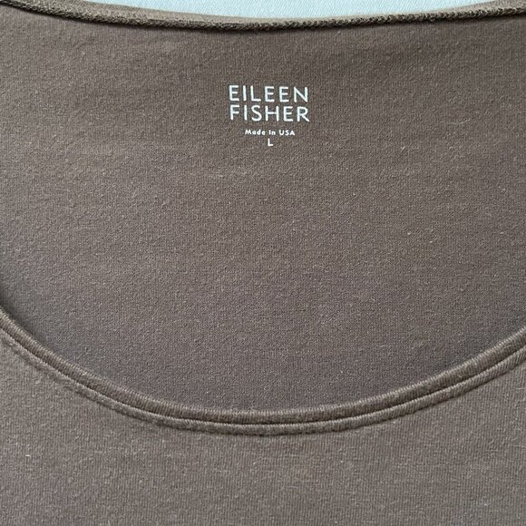 Eileen Fisher Top Womens Large Brown Organic Cotton Stretch Jersey USA Made - Picture 3 of 9